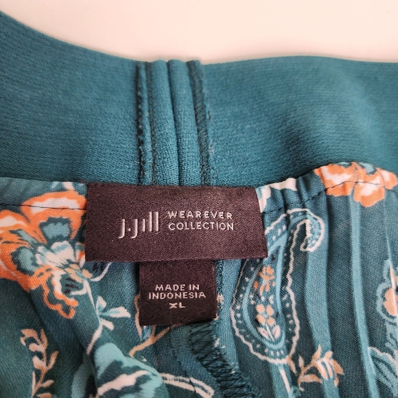 J.Jill Women’s Midi Skirt Wearever  Collection Green Paisley Floral Pleated XL - Picture 6 of 9